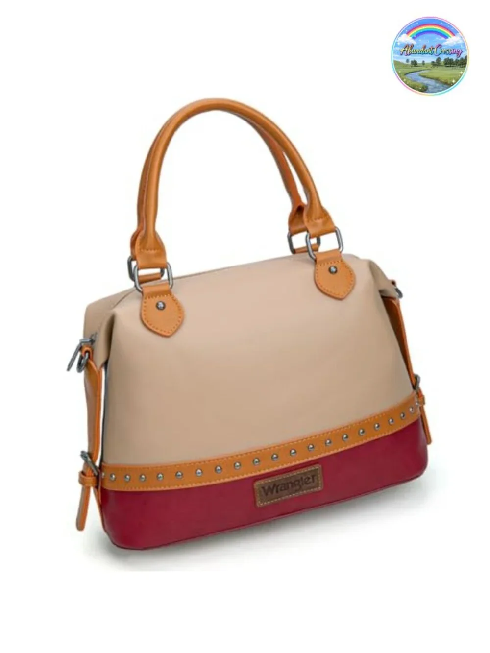 Wrangler Two-Tone Doctor Bag Satchel Top Handle Purse Western Barrel Handbag